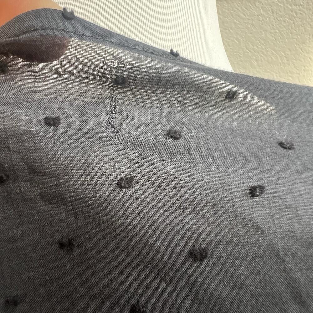 Outerknown NWT Sz S Lulu Black Long Slv Organic Cotton Dress Tie Waist Swiss Dot - Picture 8 of 9